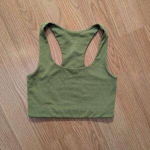 girlfriend collective Olive Green Racerback Crop Top